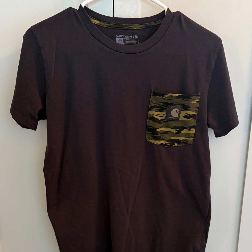 Carhartt Short-Sleeve Black T-Shirt with Camo Chest Pocket